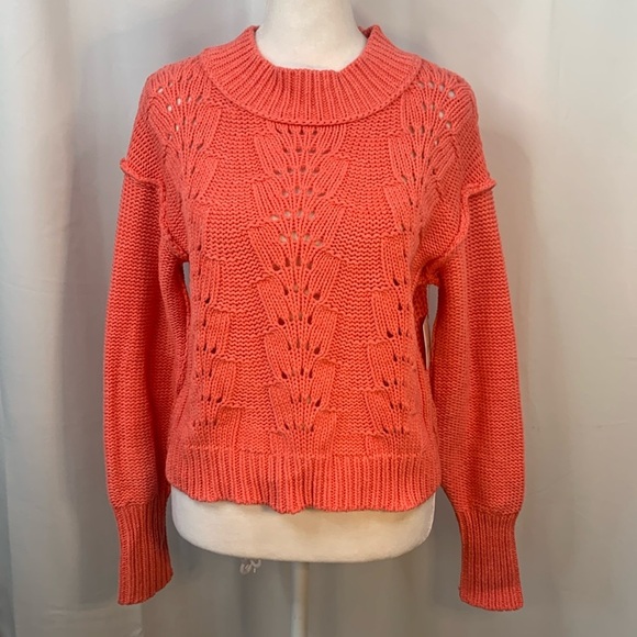Free People Coral Cropped Sweater- NWT- XS - Picture 2 of 15